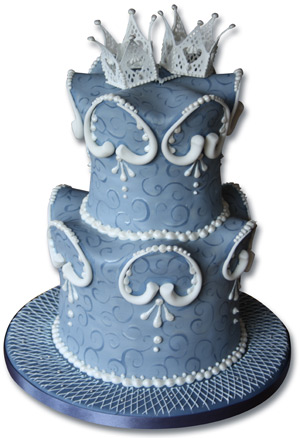 Blue Lacework Wedding Cake A blue and white design inspired by the original