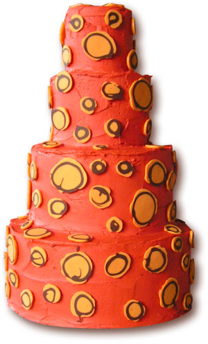 red and orange spotted cake